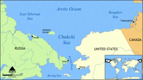 chukchi sea: a marginal sea of the Arctic Ocean, between Chukotka and Alaska