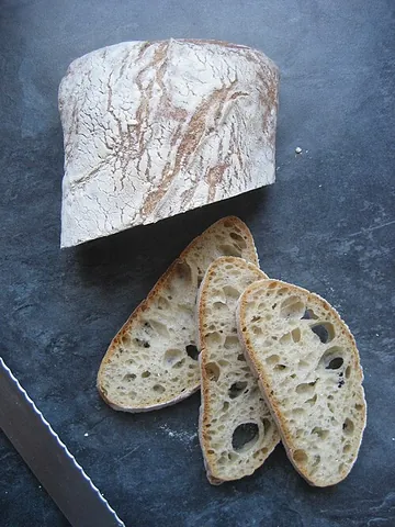 ciabatta: a broad, flat, white Italian bread