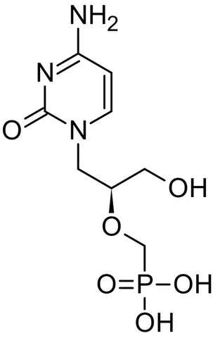 cidofovir: an antiviral drug C₈H₁₄N₃O₆P·2H₂O (trademark Vistide) administered intravenously for the treatment...