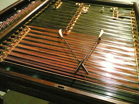 cimbalom: a type of concert hammered dulcimer used primarily in the music of Central and Eastern Europe