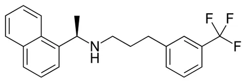 cinacalcet: a drug C₂₂H₂₂F₃N·HCl (trademark Sensipar) that is administered orally to treat hyperparathyroidism...