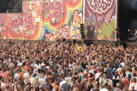 circle pit: a dance at a concert where participants mosh in a circular path, leaving the centre clear