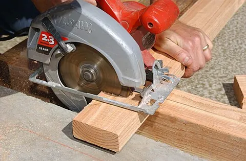 circular saw: a power saw with a circular cutting blade, whose teeth rotate rapidly