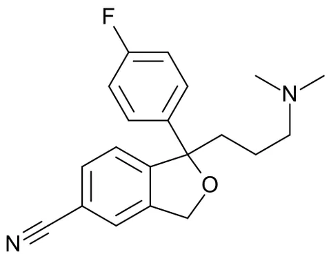 citalopram: a drug that functions as a SSRI and is administered orally in the form of its hydrobromide...