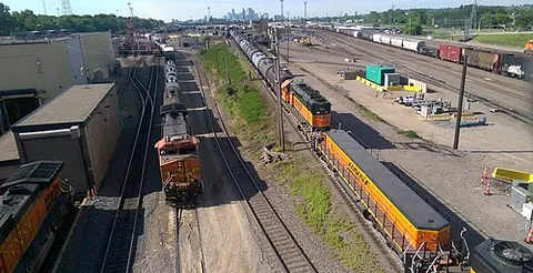 classification yard: a railroad yard where incoming freight trains are sorted into various sidings
