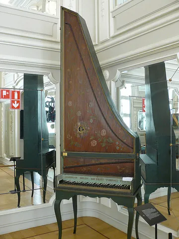 clavicytherium: a harpsichord in which the soundboard and strings are mounted vertically facing the player