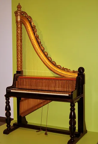 claviharp: a 19th-century musical instrument combining a harp with a keyboard