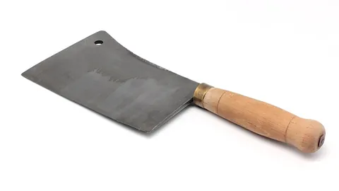 cleaver: a squarish, heavy knife used by butchers for hacking through bones, etc