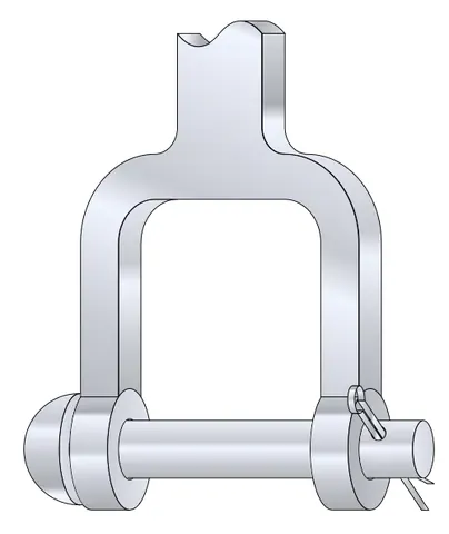 clevis: a U-shaped coupling having holes at each end, through which a bolt is run; used especially to fit...