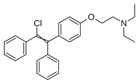 clomifene: a synthetic non-steroidal drug used to treat infertility in women by stimulating ovulation