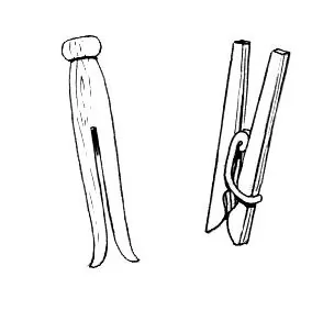 clothes peg: an object (usually made of wood or plastic) used to attach wet laundry to a clothesline so that it...