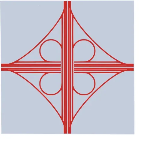 cloverleaf interchange: a junction of two highways, one crossing over the other, having a series of exit and entrance...