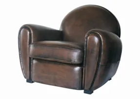 club chair: a type of armchair, usually covered in leather and having a low back