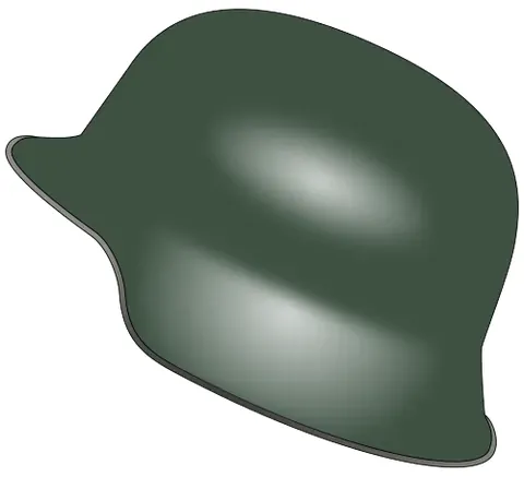 coal scuttle helmet: a style of soldier's helmet that is almost identical to resembles the helmet used by current...