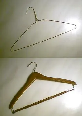 coat hanger: a device used to hang up coats, shirts, etc, consisting of a hook with sloping "arms" in the...
