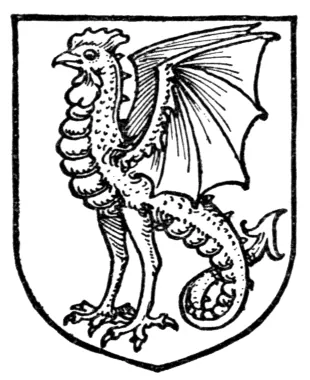 cockatrice: synonym of basilisk, a serpentine dragon so poisonous that even its gaze is deadly