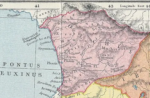 colchis: a historical region and ancient Georgian kingdom on the coast of the Black Sea in the South...