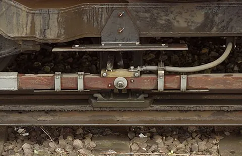collector shoe: a current collector on an electric train or locomotive which is in contact with the live rail