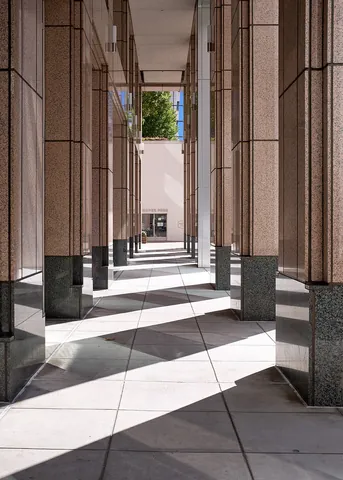 colonnade: a series of columns at regular intervals