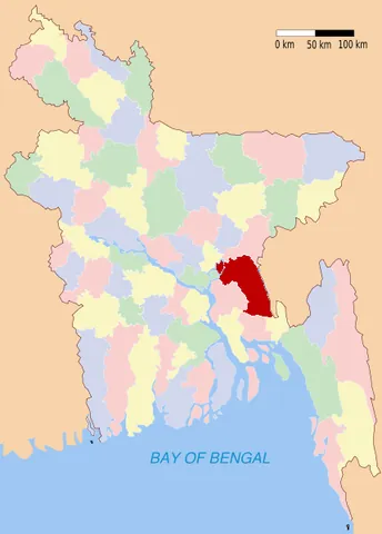 comilla district: one of the eleven districts in the Chittagong Division of Bangladesh