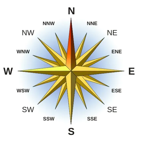 compass point: any of the horizontal directions indicated on a compass. There may be 4, 8, 16, 32, 64, or even 128...