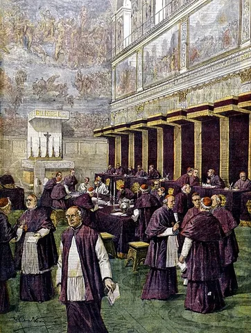 conclave: the set of apartments in which cardinals are secluded while the process to elect a pope takes place