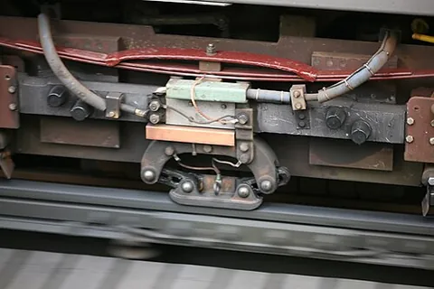 contact shoe: a current collector on an electric train which is in contact with the live rail