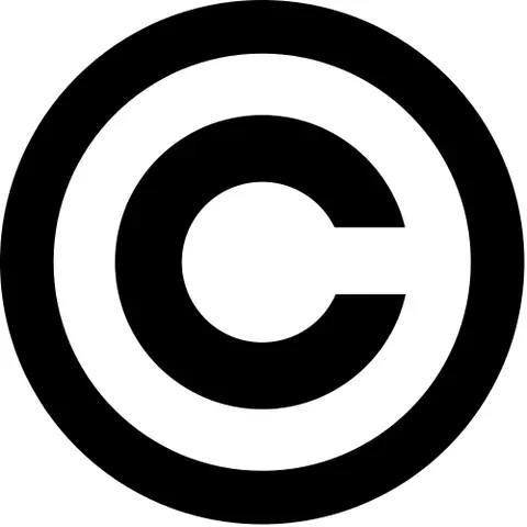 copyright symbol: the symbol ©, a circumscribed letter c, indicating that a work is copyrighted