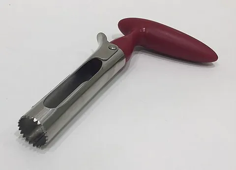 corer: a utensil for removing the core from apples and similar fruit or vegetables