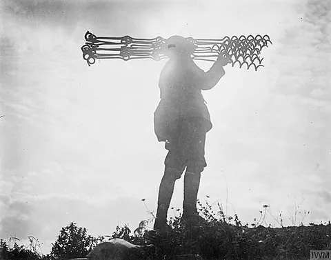 corkscrew stake: a steel stake, used for barbed-wire defences, the lower half of which is corkscrew-shaped, to...