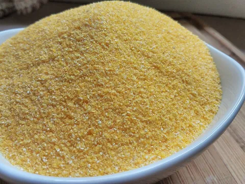 cornmeal: dried corn (maize) milled (ground) to a meal, especially a coarse one