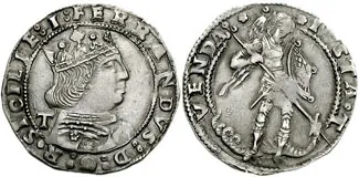 coronato: an old silver coin of 15th-century Italy, introduced during the reign of Ferdinand I of Aragon