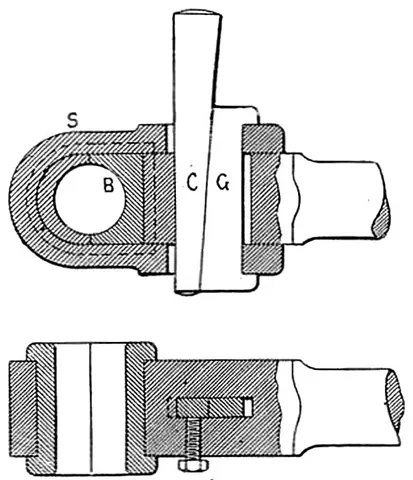 cotter: a pin or wedge inserted through a slot to hold machine parts together
