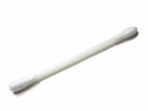 cotton swab: a small wad of cotton wrapped around the end of a small rod, made of wood, rolled paper, or...