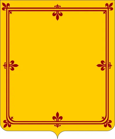 counterflory: decorated with fleurs-de-lis or other floral motifs arranged in pairs opposite each other,...