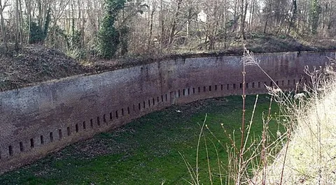 counterscarp: the outer slope of a defensive or fortified ditch