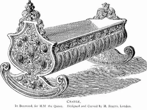 cradle: a bed or cot for a baby, oscillating on rockers or swinging on pivots