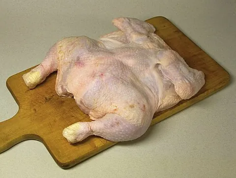 crapaudine: a method of preparing fowl and poultry, where the back is split apart and the bird is flattened...