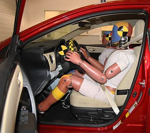 crash test dummy: an anthropomorphic mannequin designed to be used for experiments in vehicle collisions, to see the...