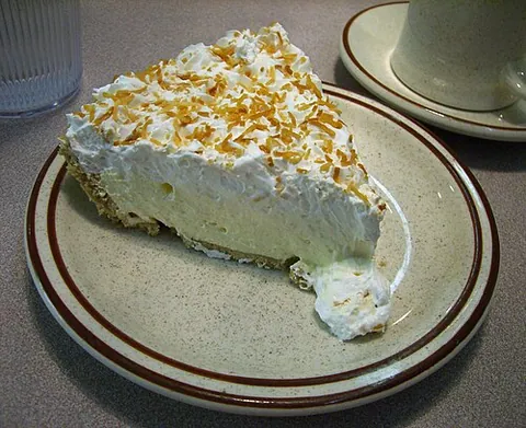 cream pie: a pie, usually filled with fruit, topped with whipped cream