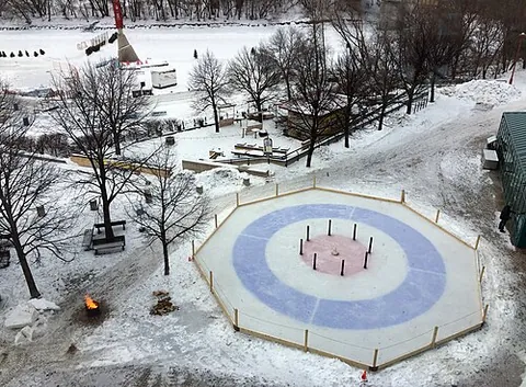 crokicurl: a winter sport played on ice, that is a blend of the board game crokinole and the ice sport...