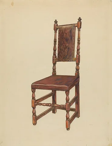cromwellian chair: a kind of leather chair, studded (ornamented with nailheads), having a rectangular seat and...