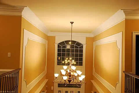crown molding: a molding at the edge of a room between the ceiling and the wall