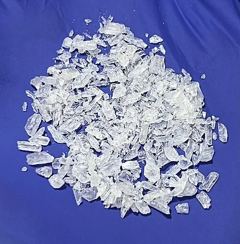 crystal meth: the drug methamphetamine hydrochloride in a macroscopically crystalline form