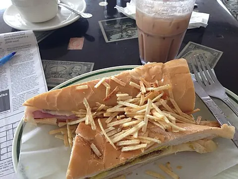 cuban sandwich: a particular kind of meat-and-cheese sandwich made on Cuban bread