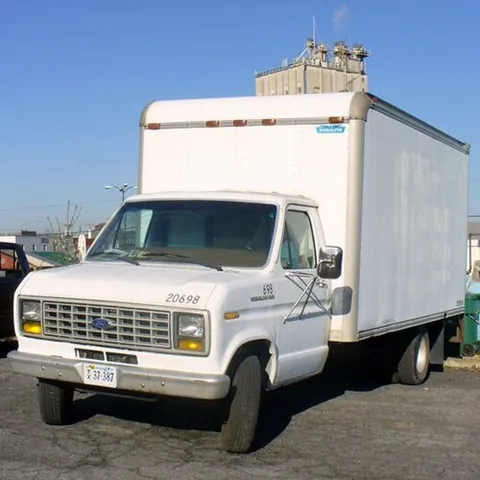 cube van: a truck with an enclosed cuboid-shaped cargo area