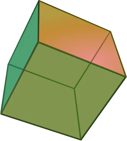 cube: a regular polyhedron having six identical square faces