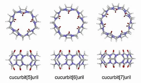 cucurbituril: any of a class of macrocyclic molecules consisting of glycoluril repeat units
