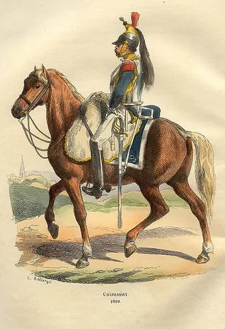 cuirassier: a cavalry soldier equipped with a cuirass (armor)