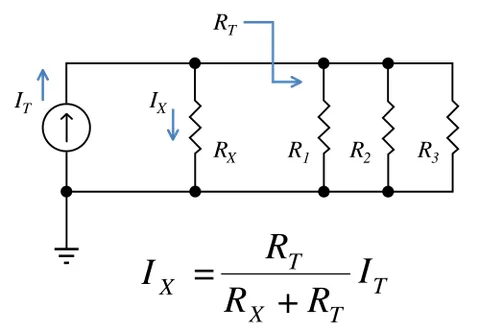 current divider: a simple electronic circuit which reduces an input current by a fixed factor using sources of...